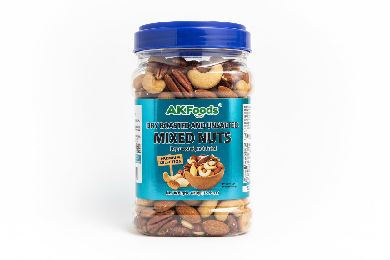 AKFoods Dry Roasted and Unsalted Mixed Nuts 450G