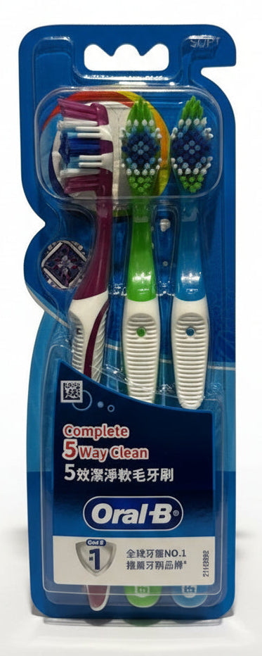 Oral-B Complete 5 Way Clean Soft 40 2.5 Deeper Reach Toothbrush 3Pcs