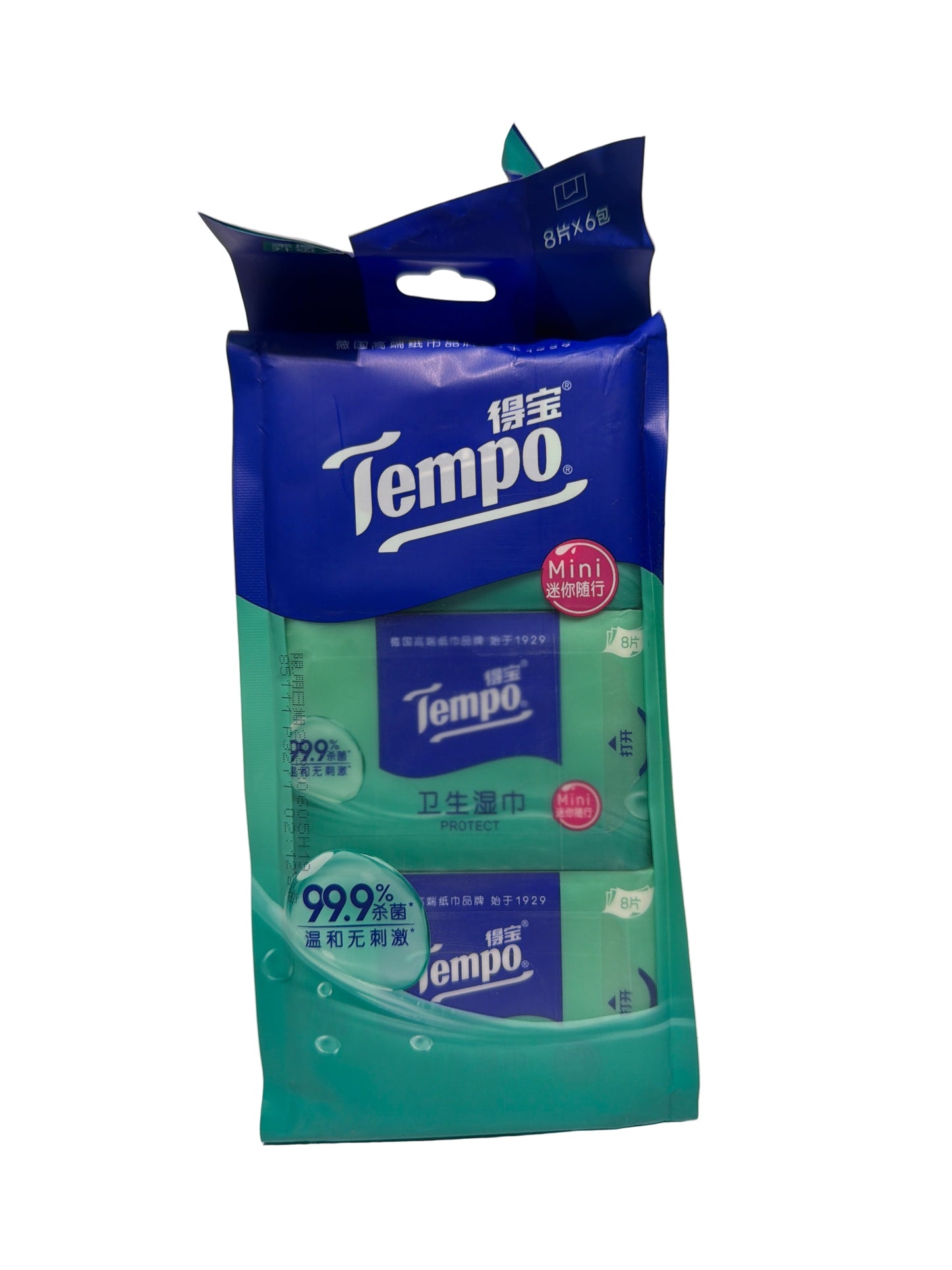 Tempo Mini Wet Wipes 8pcsx6Packs