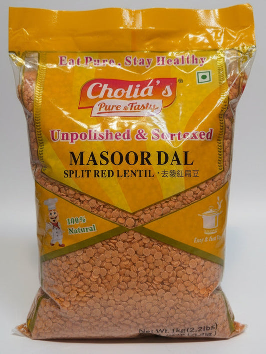 Cholia’s Split Red Lentil 1kg (Masoor Dal)