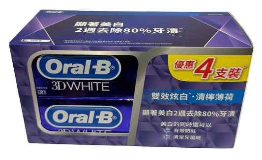 Oral-B 3D White Dual Action White  Lime Mint Toothpaste 4Pcs 120G